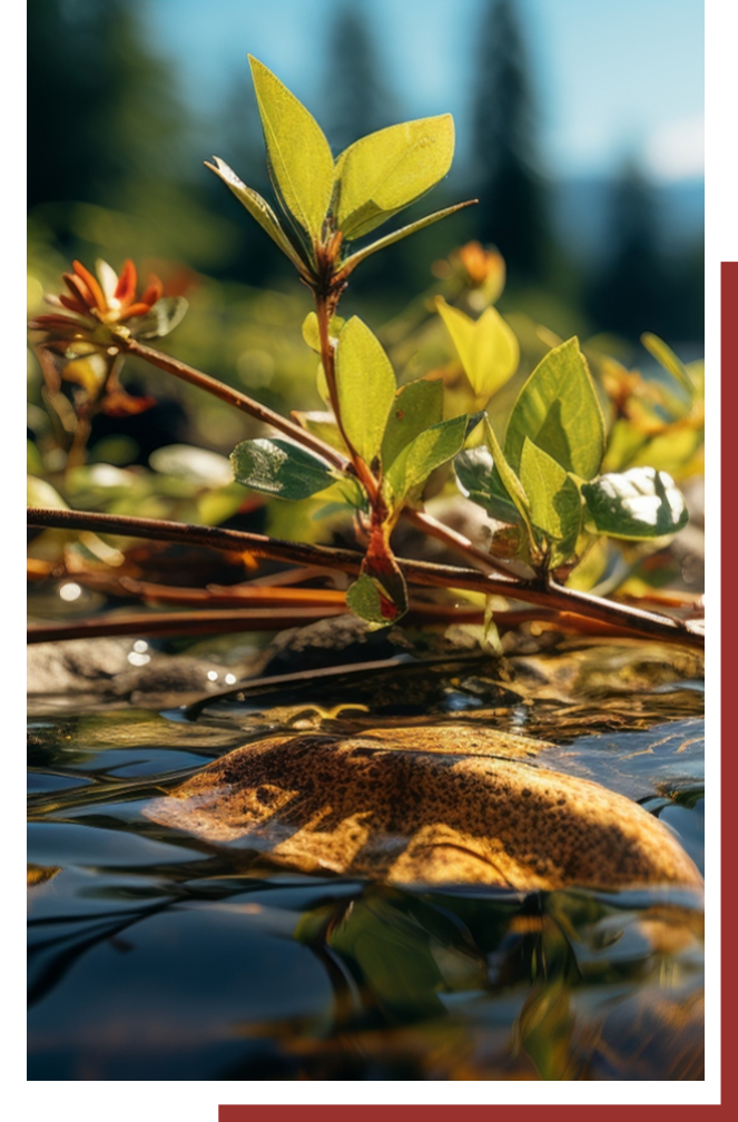 leaves and branches in a creek