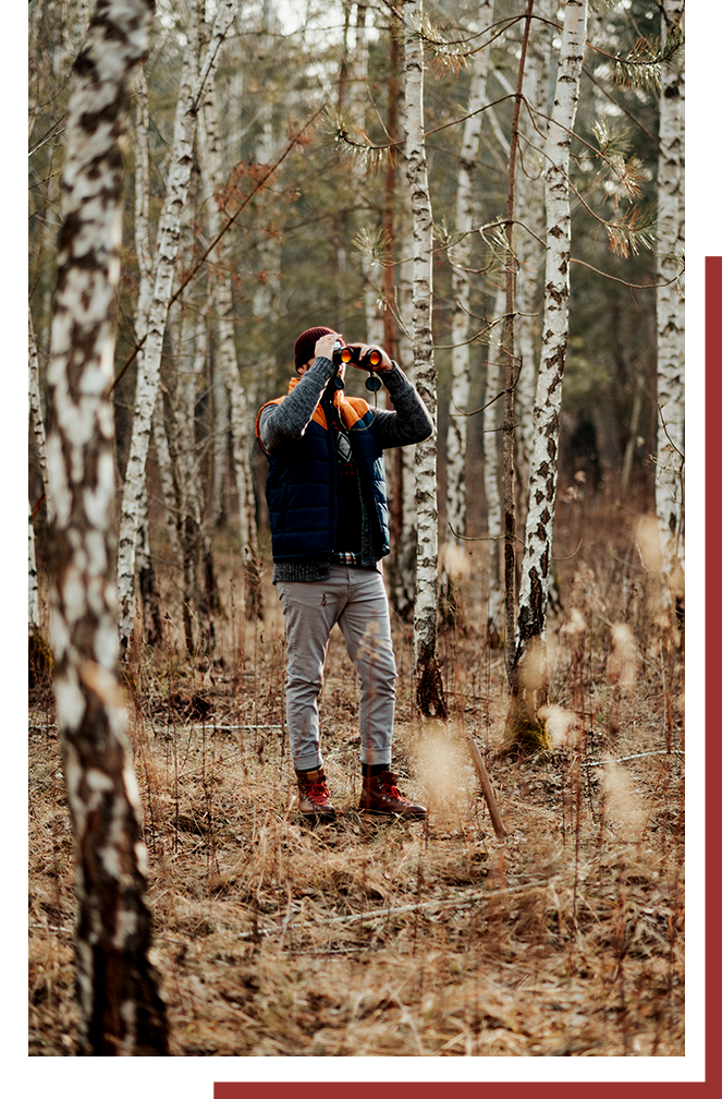 man performing a wildlife survey