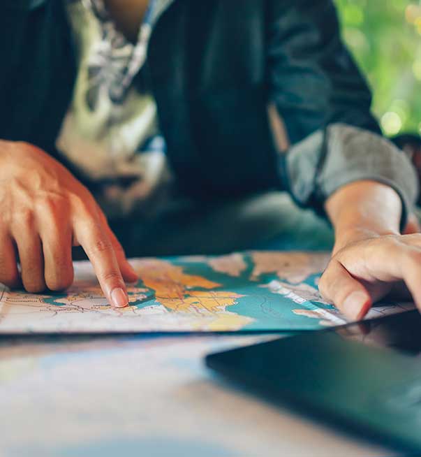 Man looking at a map